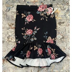 Sensational Collection Knee Length Pencil Skirt Size XL Floral Pattern NWT